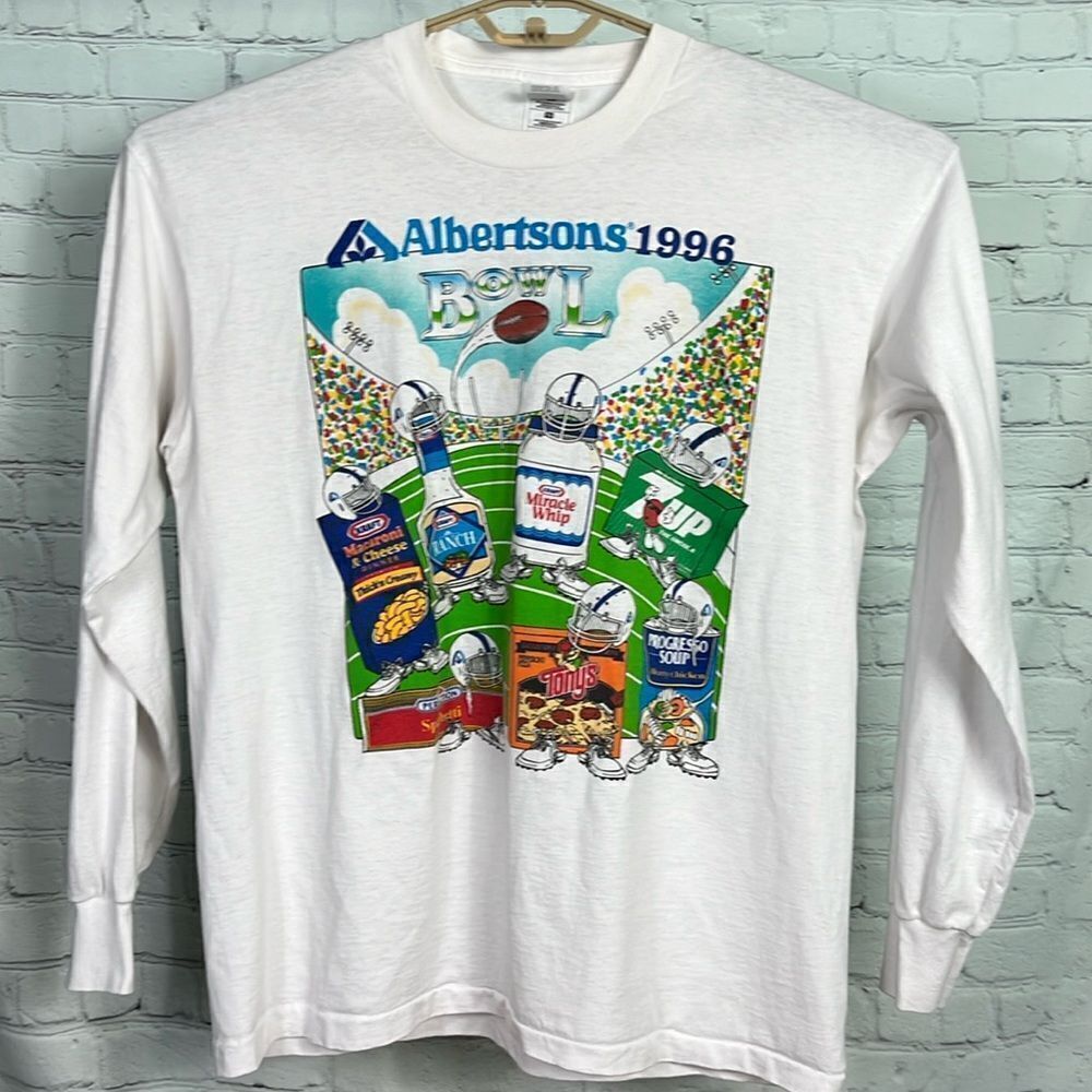 1996 Super Bowl Albertsons Promo Shirt Sponsors 2 sided single stitch XL Vintage